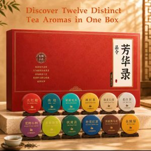 Chinese Tea Gift Box | 12 Flavors Premium Assorted Loose Leaf Tea, Individual Mini Tins, Ideal Holiday & Business Gift